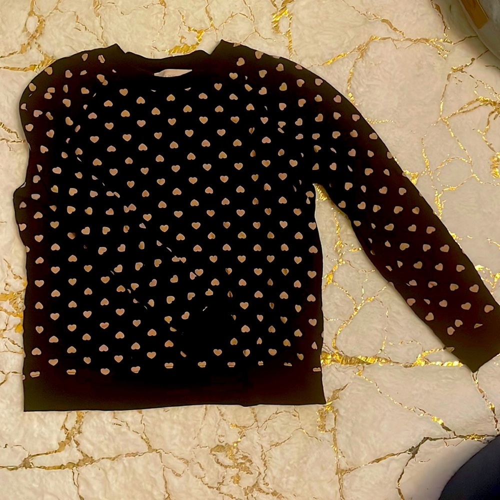 Size Large Ann Taylor Loft Navy Blue Sweater with Hearts